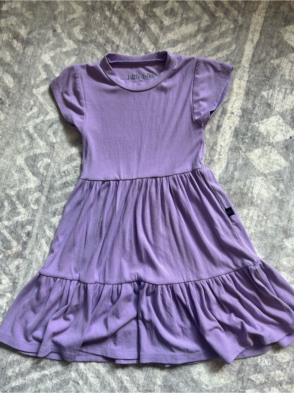 Lavender Ribbed Tiered Kids Dress